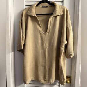 Nasty Gal Oversized Nude Colored Sweater-Perfect over Leggings/Mini Dress Size S